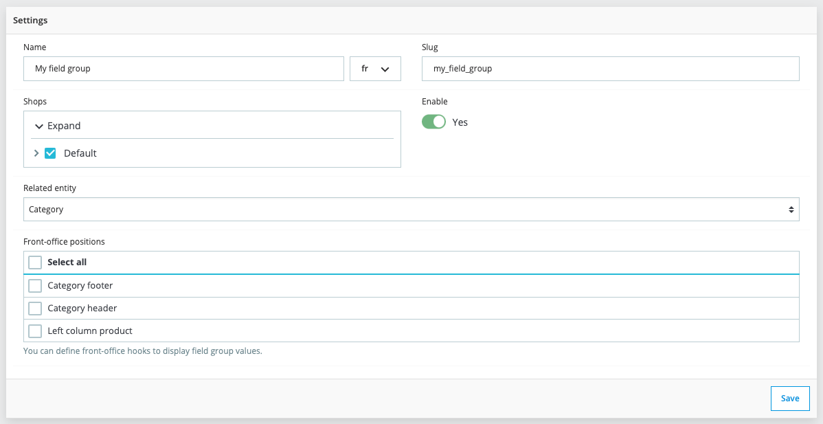 Field group settings